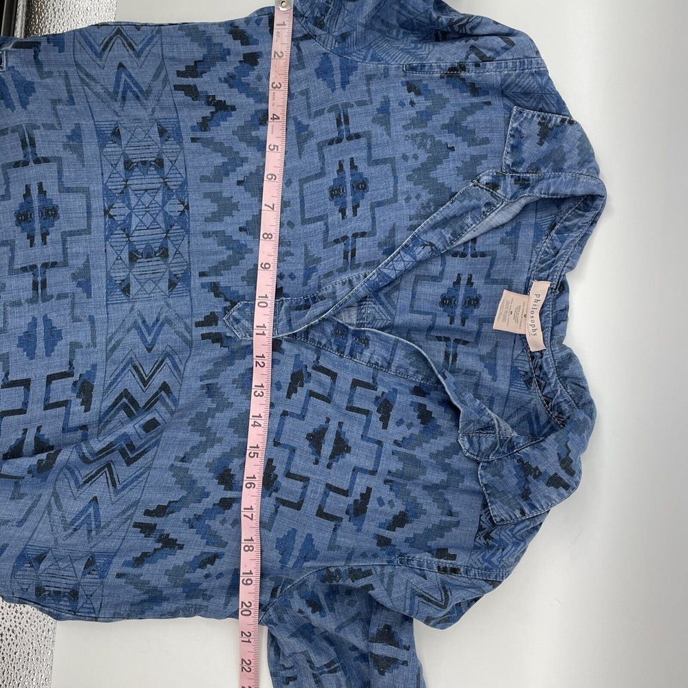 Philosophy Tunic Dress Women's Medium Boho Western Aztec Denim Chambray Pockets - Picture 8 of 10